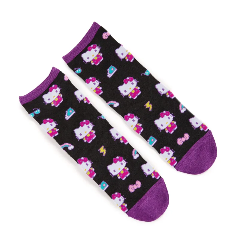 Hello Kitty Purple Crew Sock (Retro Pixel Series) made by Sanrio