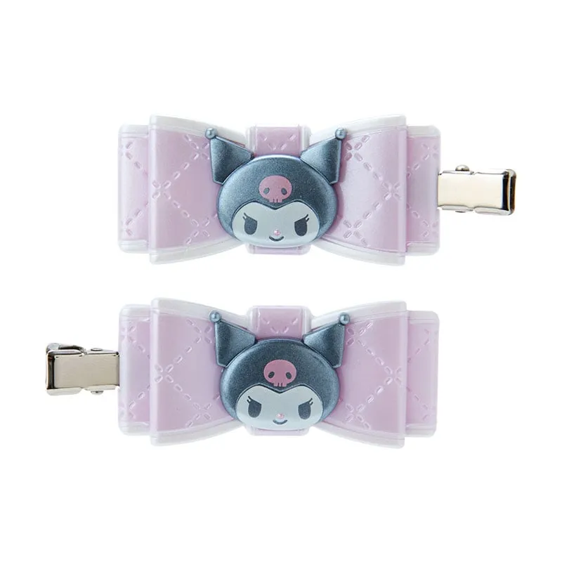 Kuromi 2-Piece Hair Clip Set (Quilted Ribbon) sold by Sanrio