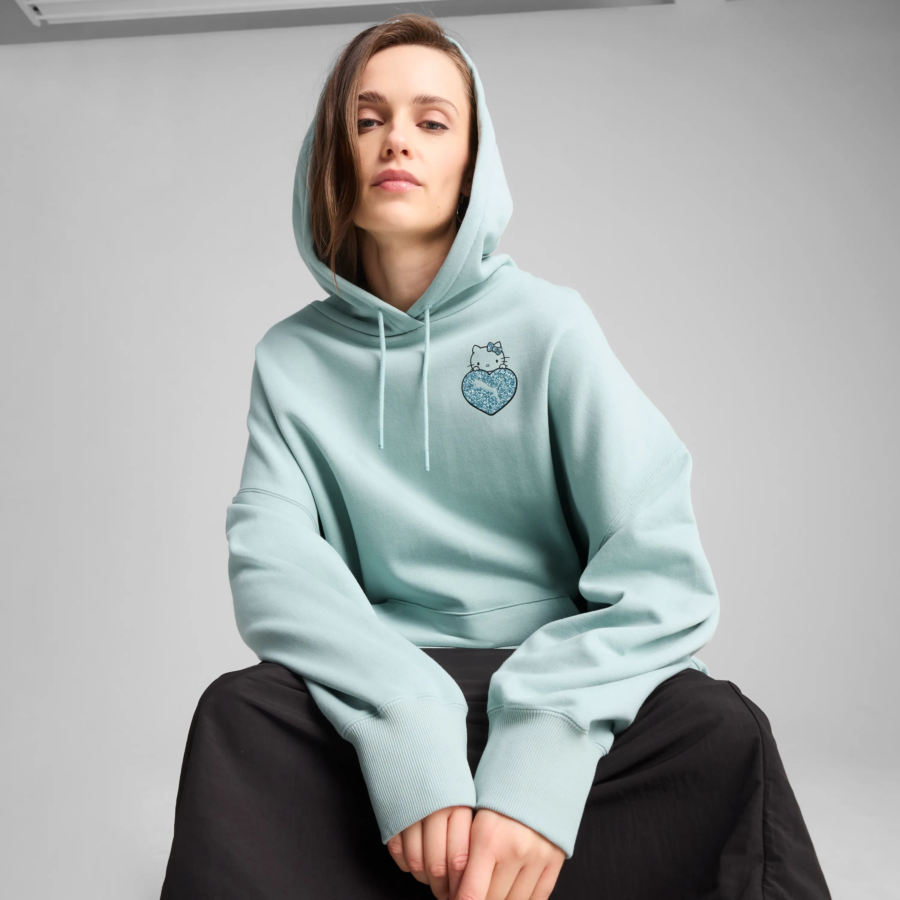 Hello Kitty x PUMA Graphic Oversized Hoodie (Modern Mint) sold by Sanrio product image thumbnail 3