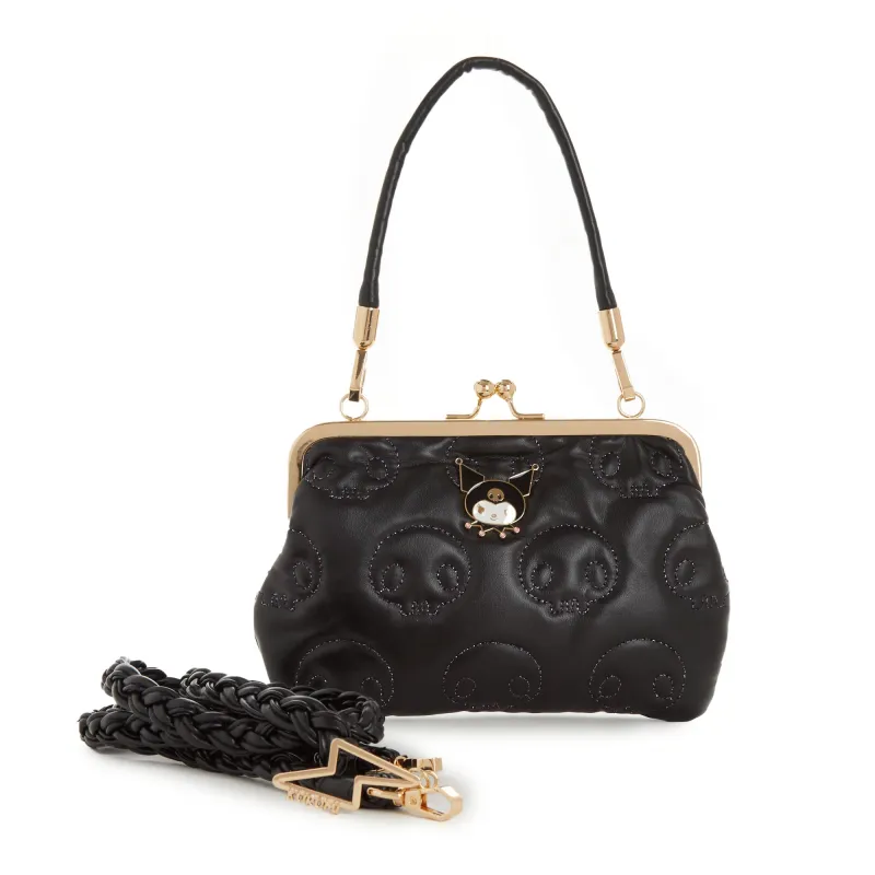 Kuromi 2-Way Quilted Kiss Knob Handbag sold by Sanrio