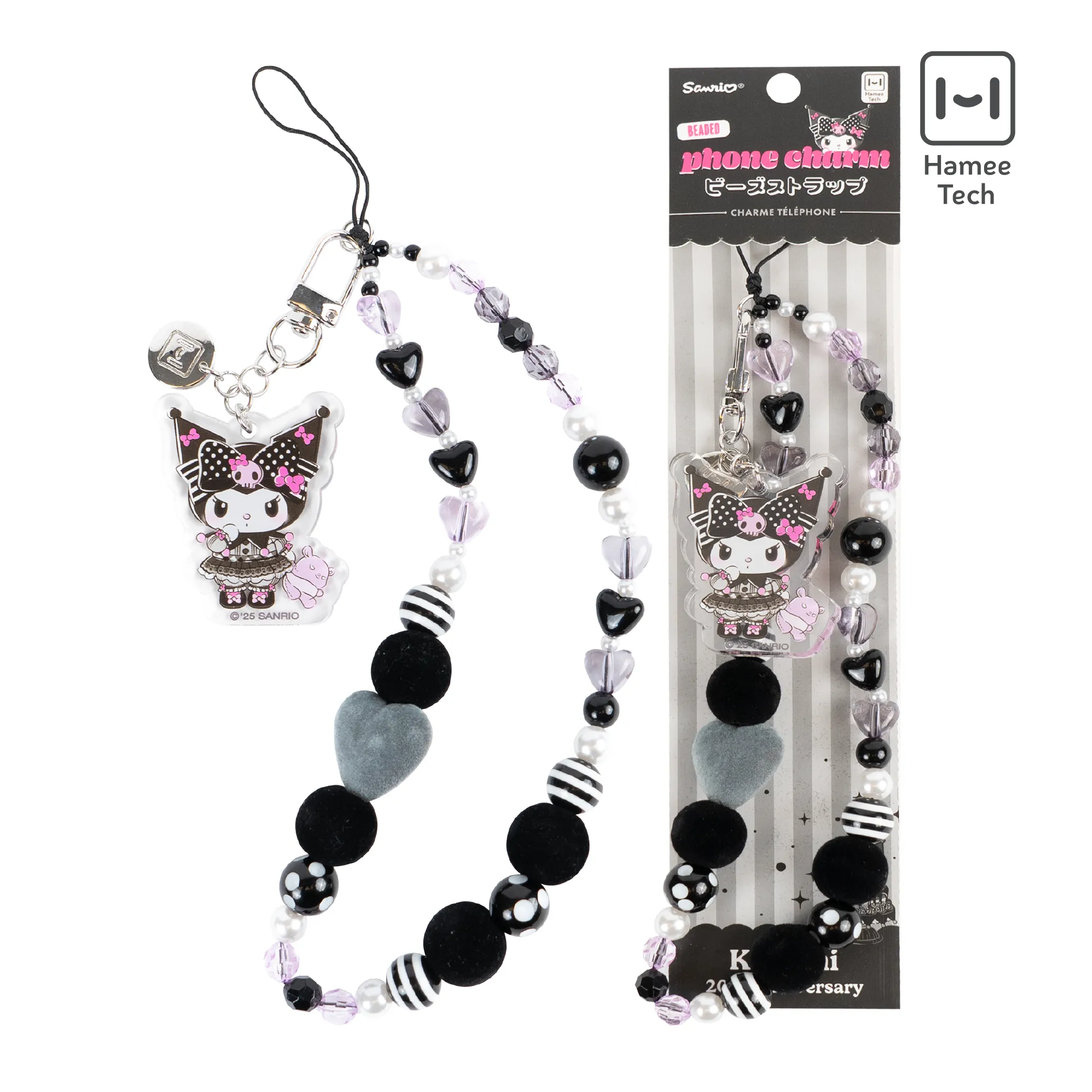Kuromi 20th Anniversary Beaded Charm Mobile Phone Wrist Strap sold by Sanrio
