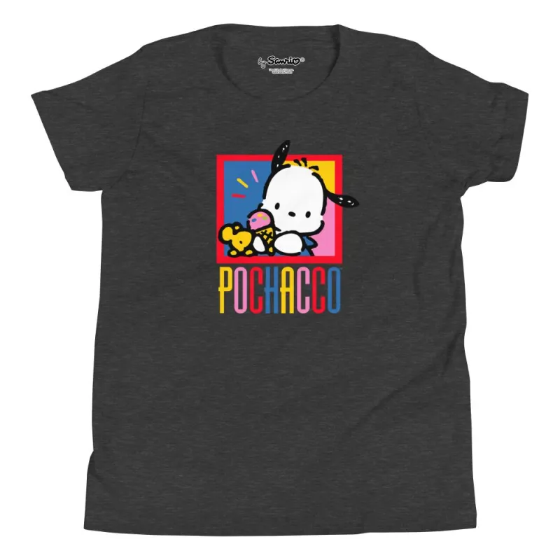 Youth Pochacco Primary Logo T-Shirt (Black) sold by Sanrio