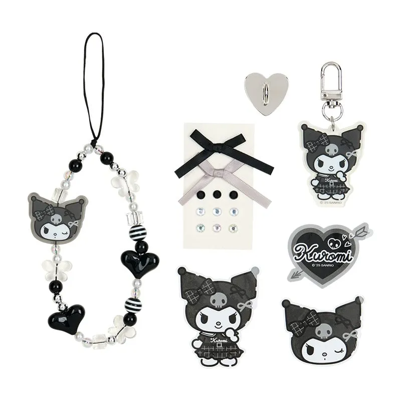 Kuromi Smartphone Charm Set (Silver Houndstooth Series) sold by Sanrio