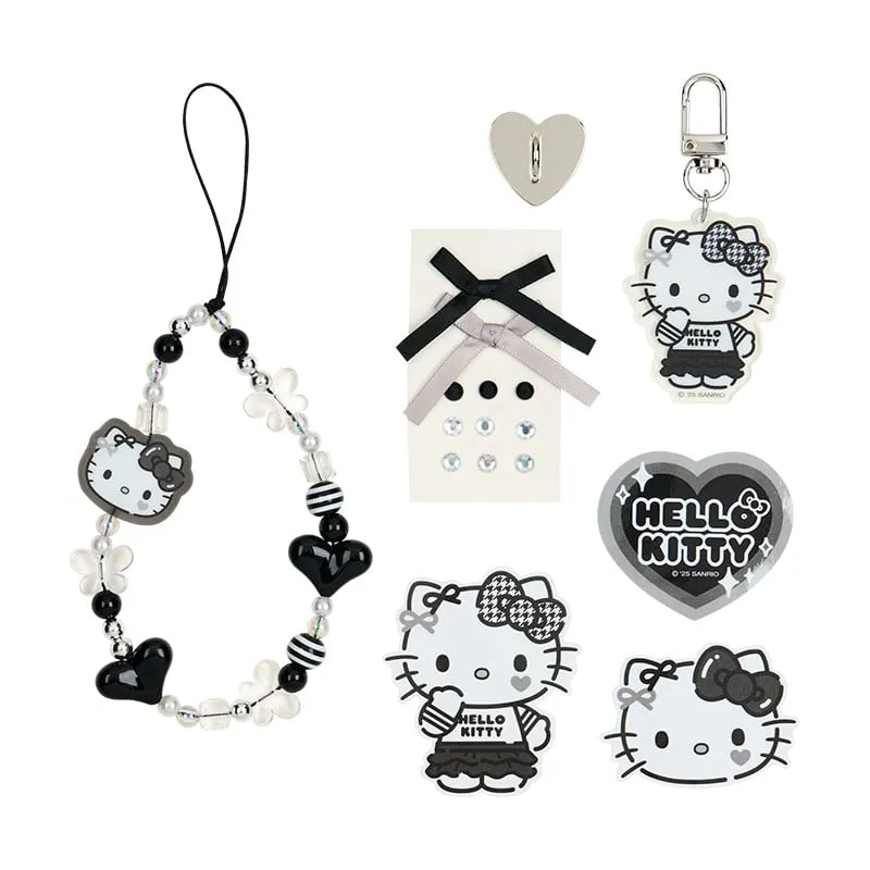 Hello Kitty Smartphone Charm Set (Silver Houndstooth Series) sold by Sanrio