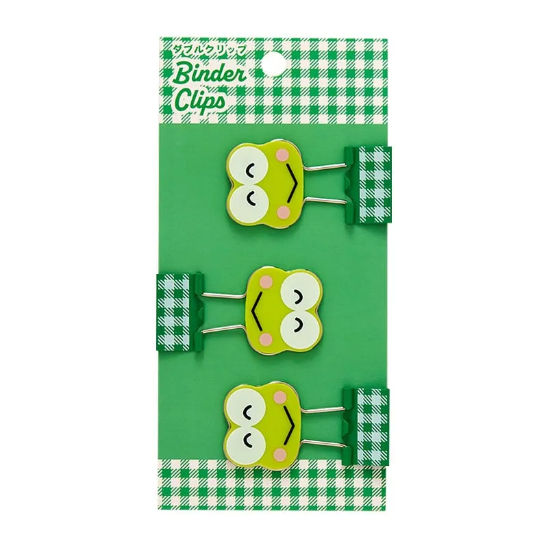 Keroppi Gingham Binder Clips (Set of 3) sold by Sanrio