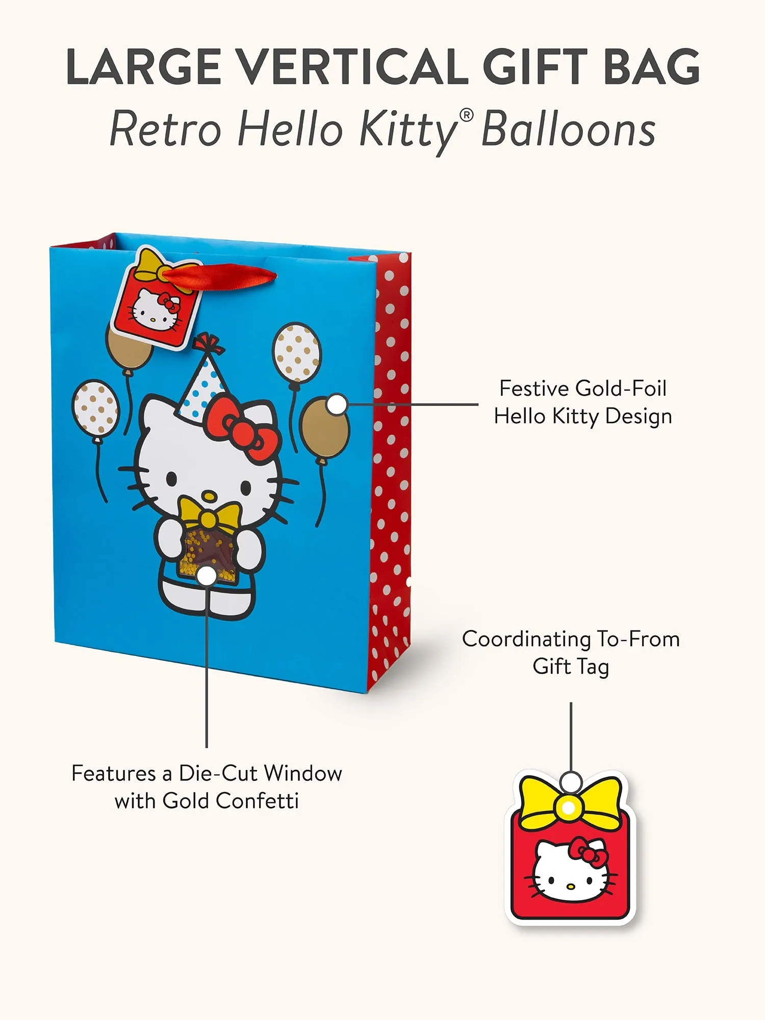 Hello Kitty x Studio Oh! Retro Red Balloons Gift Bag (Large) sold by Sanrio product image thumbnail 5
