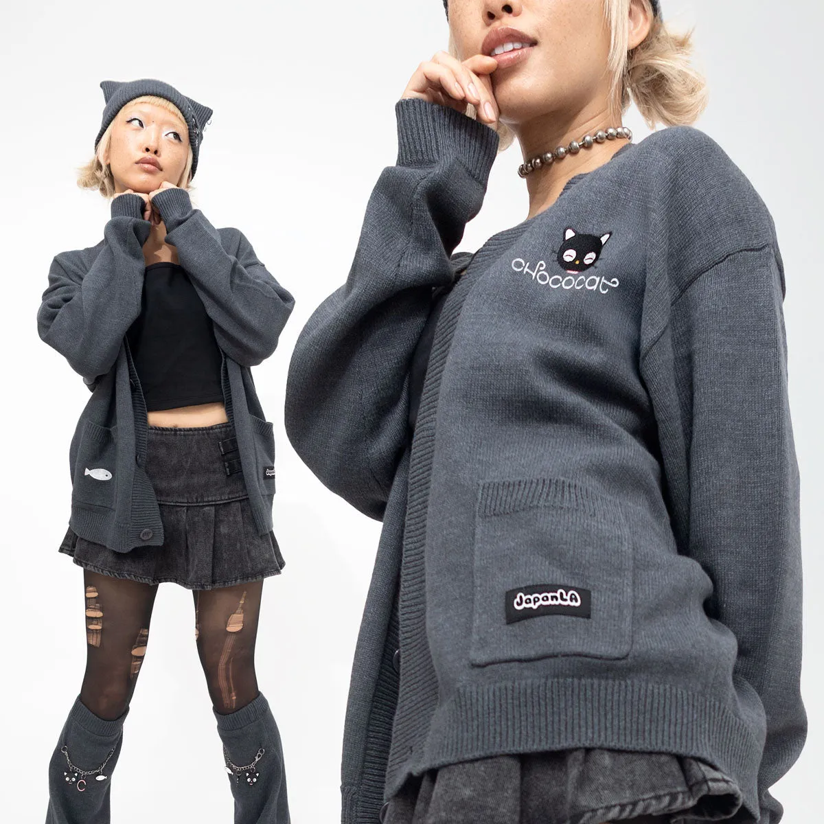 Chococat x JapanLA Flowers Embroidered Knit Cardigan sold by Sanrio product image thumbnail 2