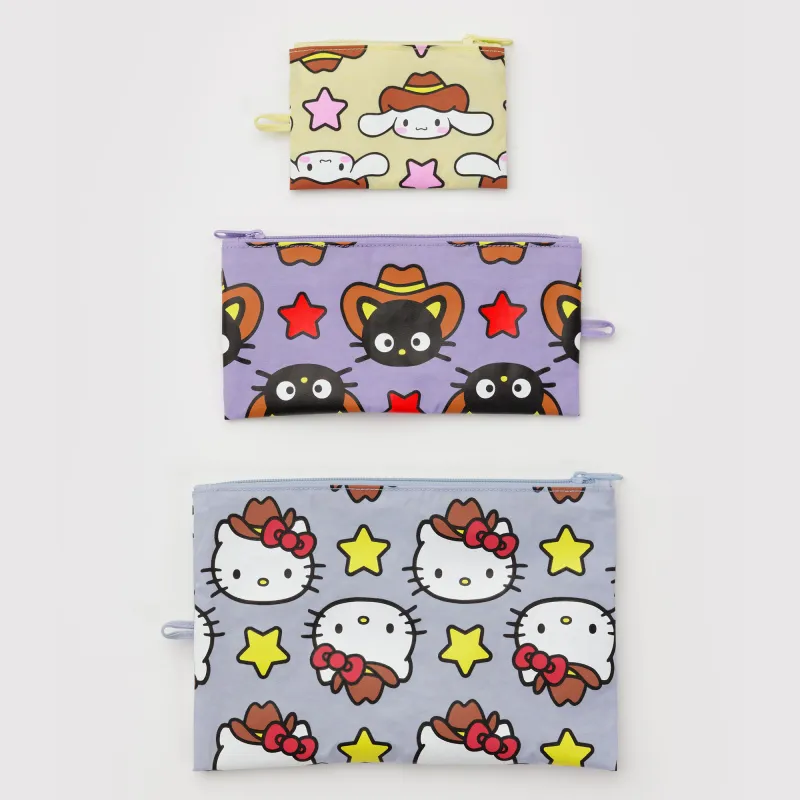 Hello Kitty and Friends x Baggu 3-pc Flat Pouch Set (Western) sold by Sanrio