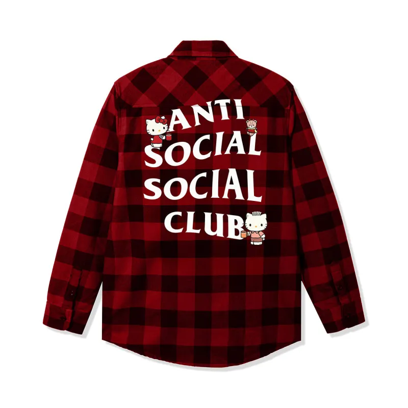 Anti Social Social Club x Hello Kitty Cozy Flannel (Red/Black) sold by Sanrio