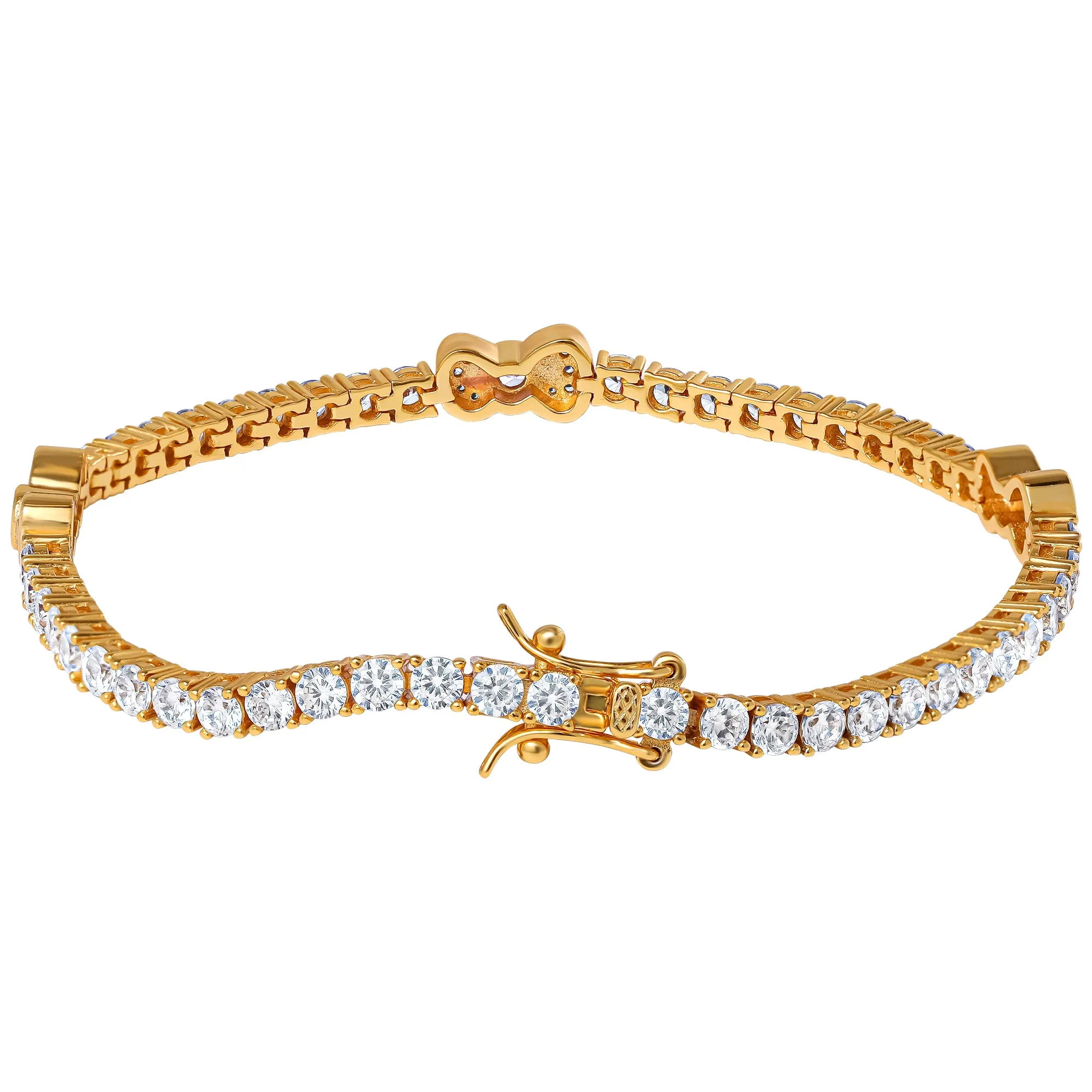 Hello Kitty Two-Tone Gold Plated Bow Tennis Bracelet (Pink & White Sapphire) sold by Sanrio product image thumbnail 4