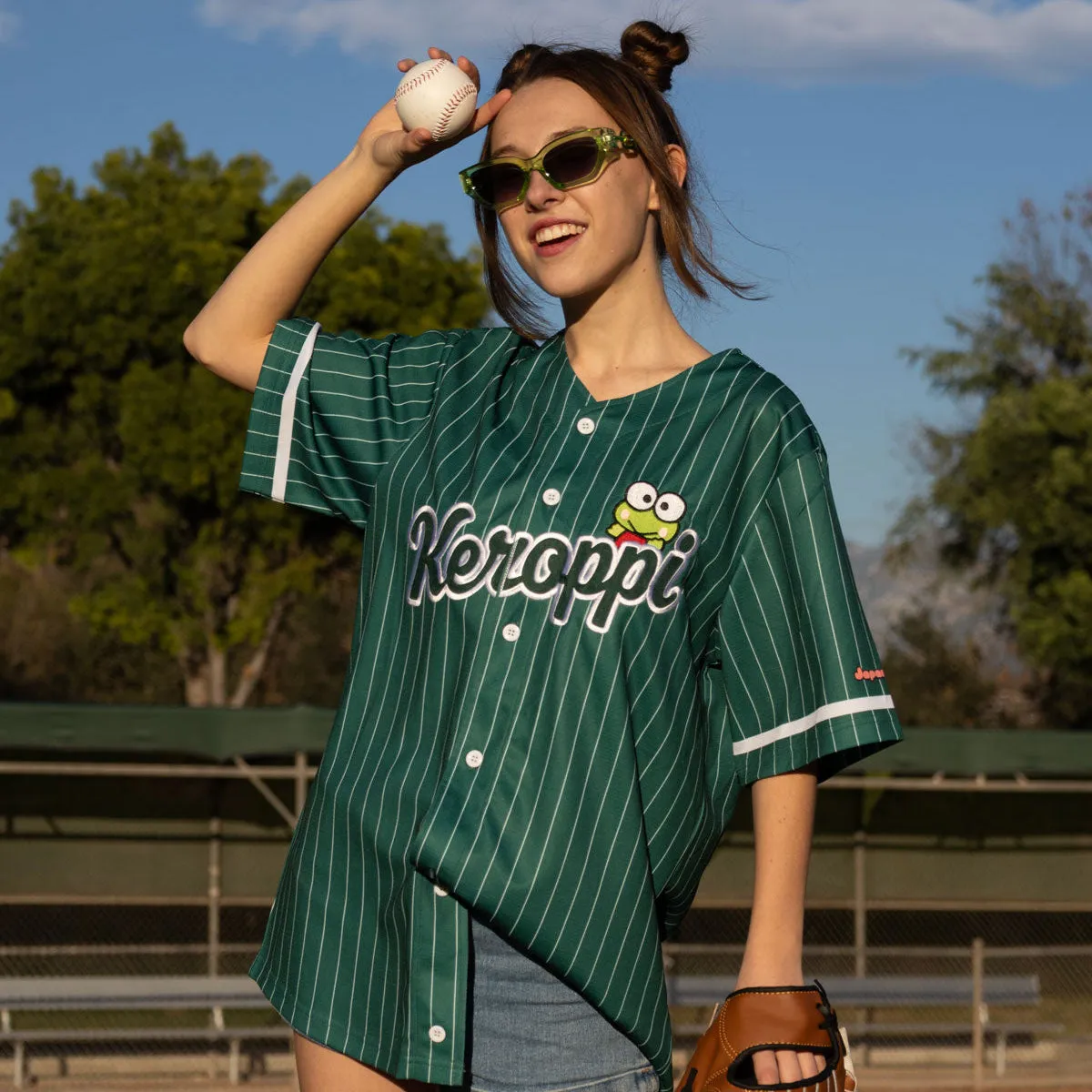 Keroppi x JapanLA Baseball Jersey (Green) sold by Sanrio product image thumbnail 2