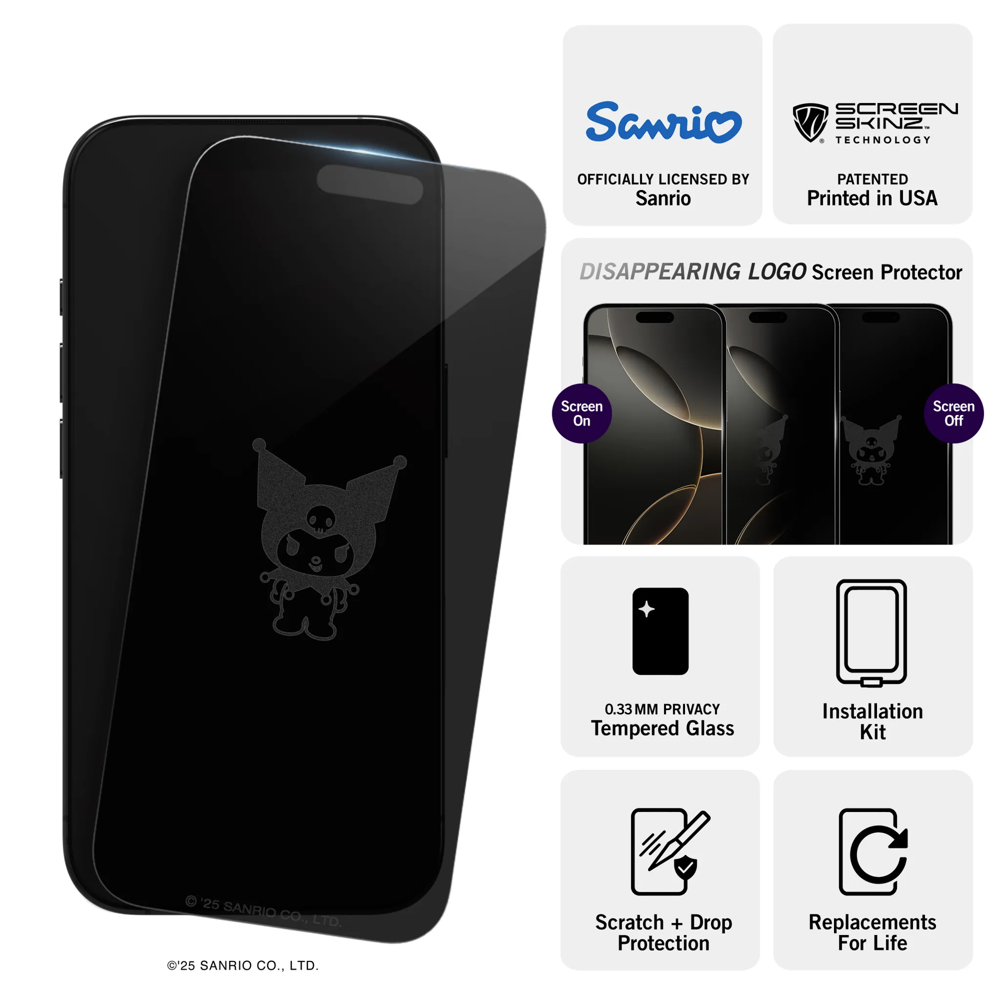 Kuromi x Screen Skinz iPhone Privacy Screen Protector sold by Sanrio product image thumbnail 3