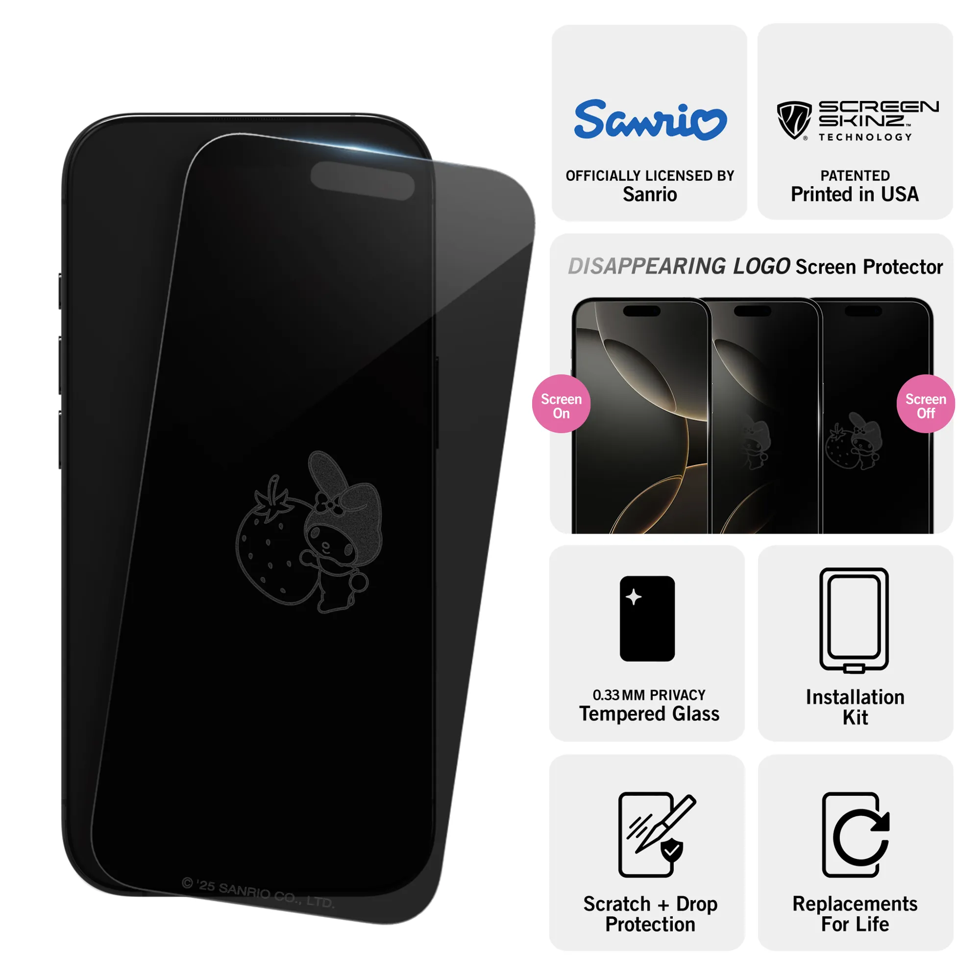 My Melody x Screen Skinz Berry iPhone Privacy Screen Protector sold by Sanrio product image thumbnail 3
