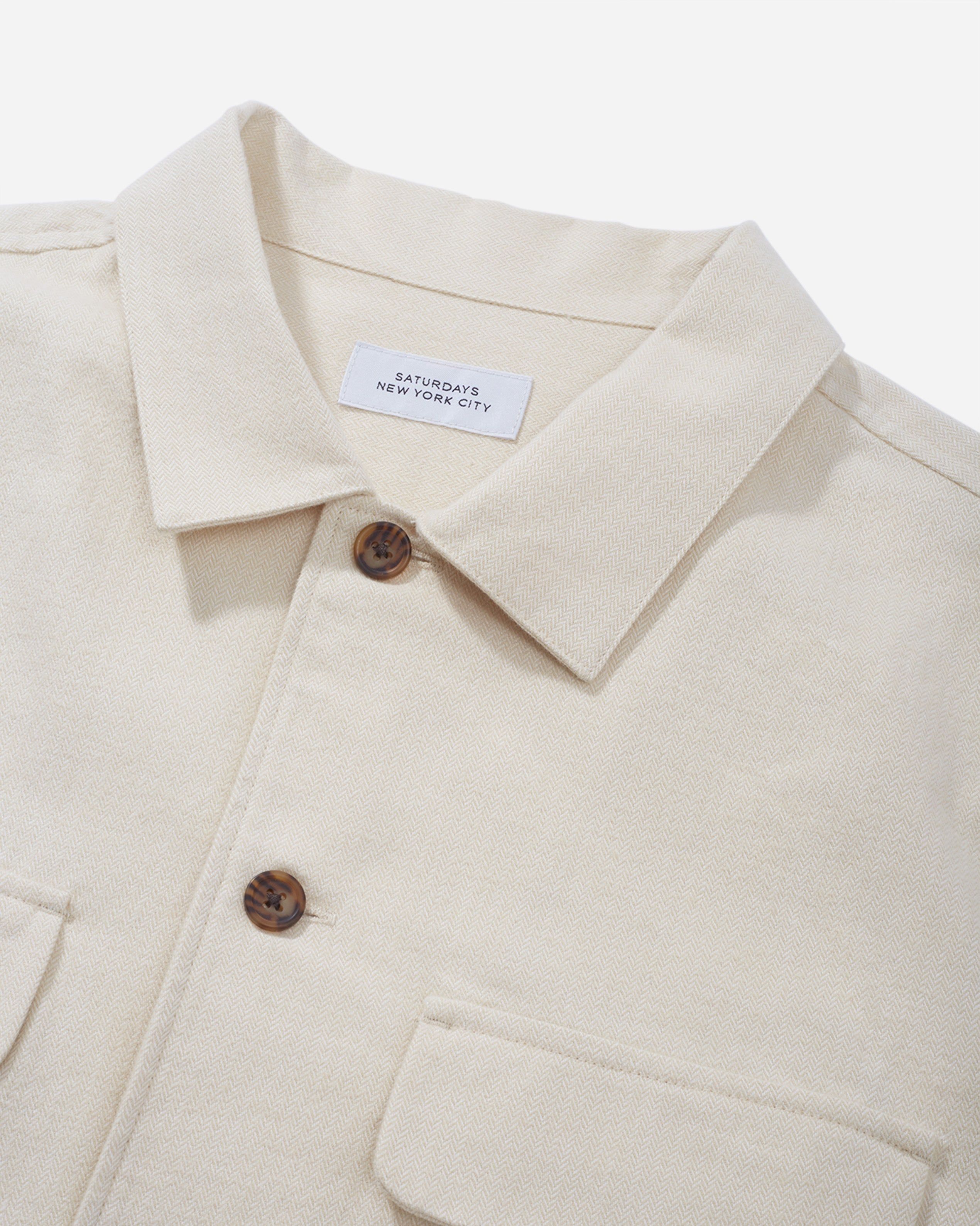 Broome Herringbone Flannel Long Sleeve Shirt sold by Saturdays New York City product image thumbnail 4