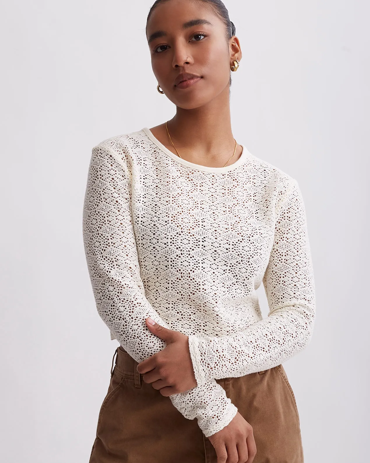 Peii Cotton Mesh Long Sleeve Top sold by Saturdays New York City product image thumbnail 2