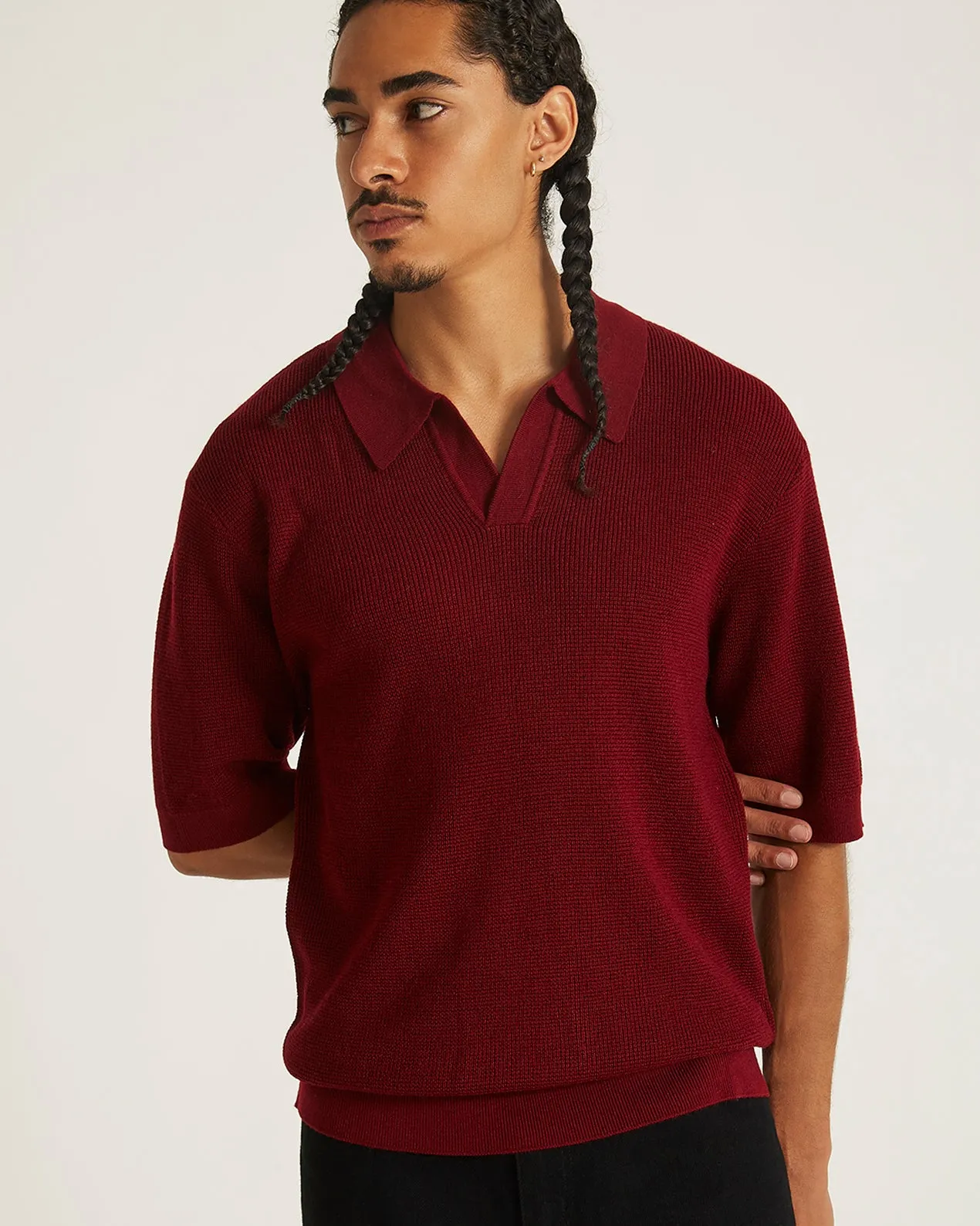 Alex Merino Wool Open Placket Polo sold by Saturdays New York City product image thumbnail 3