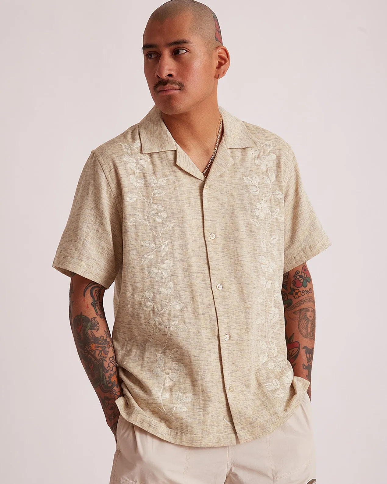 Canty Embroidered Linen Gauze SS Shirt sold by Saturdays New York City product image thumbnail 3
