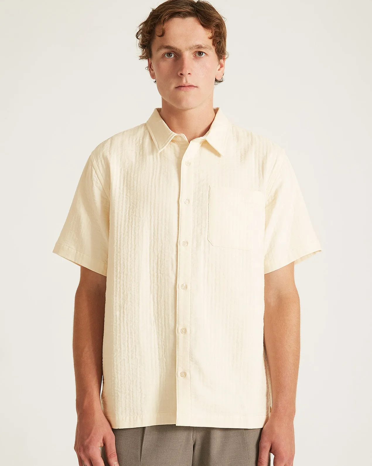 Bruce Double Layer Crinkle Short Sleeve Shirt sold by Saturdays New York City product image thumbnail 3