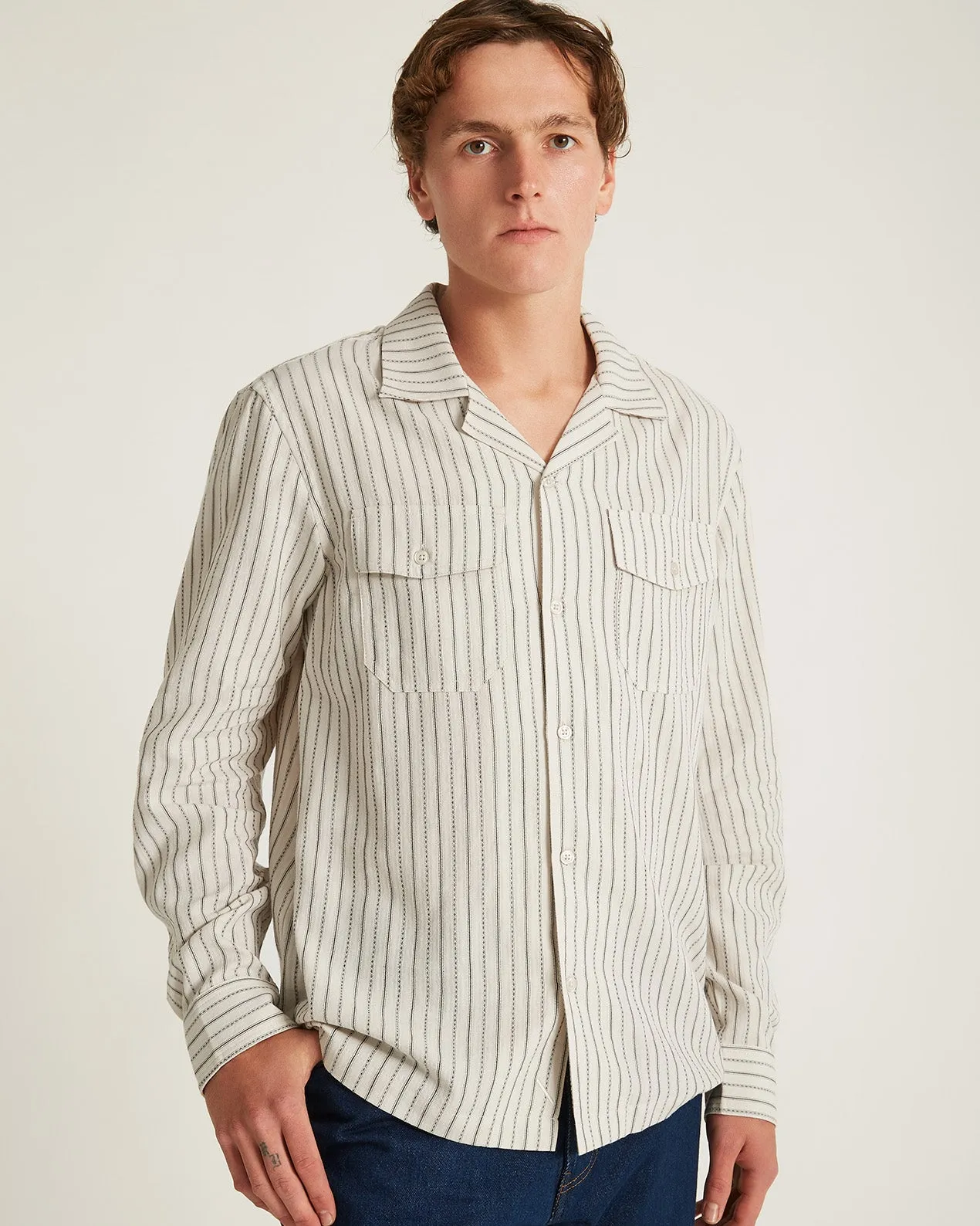 Marco Brushed Shirring Long Sleeve Shirt sold by Saturdays New York City product image thumbnail 3