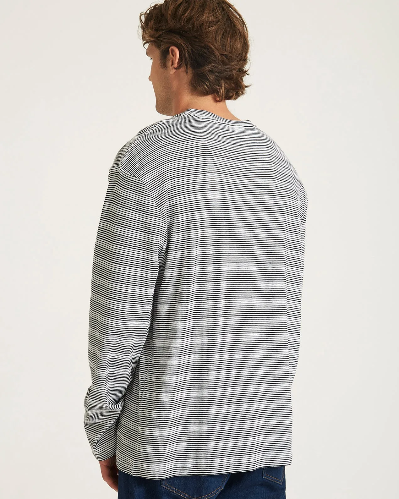 Striped Waffle Relaxed LS Tee sold by Saturdays New York City product image thumbnail 4