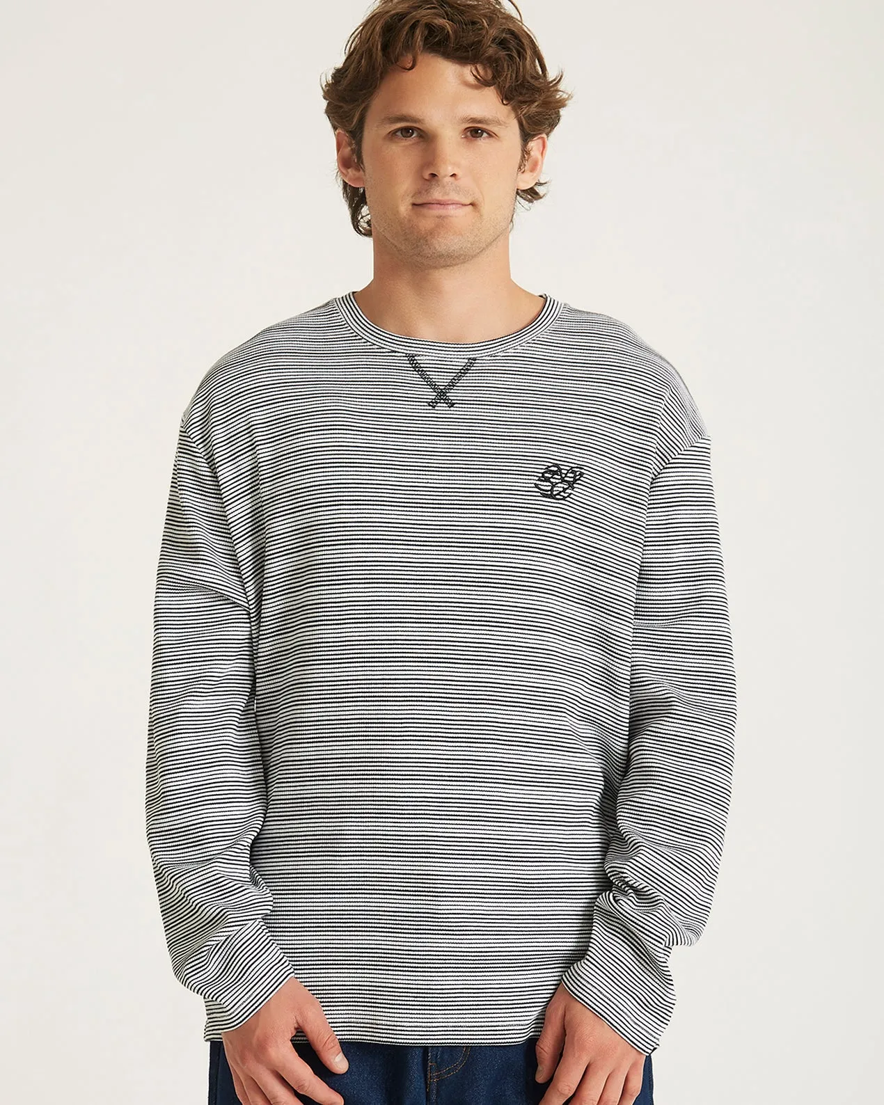 Striped Waffle Relaxed LS Tee sold by Saturdays New York City product image thumbnail 3