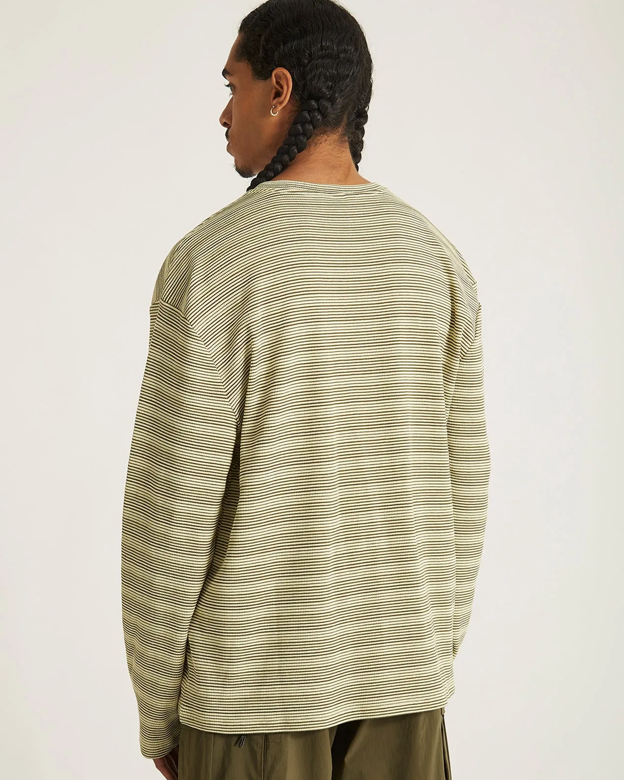 Striped Waffle Relaxed LS Tee sold by Saturdays New York City product image thumbnail 4