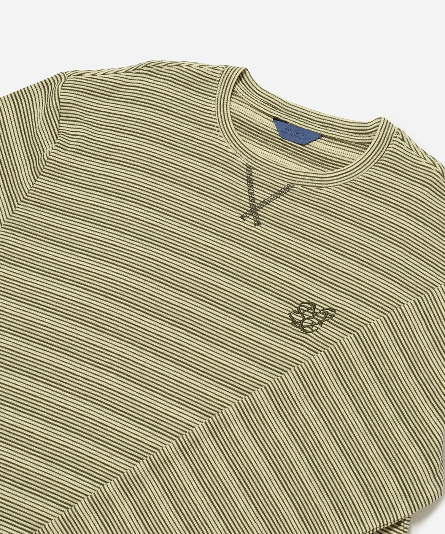 Striped Waffle Relaxed LS Tee sold by Saturdays New York City product image thumbnail 5