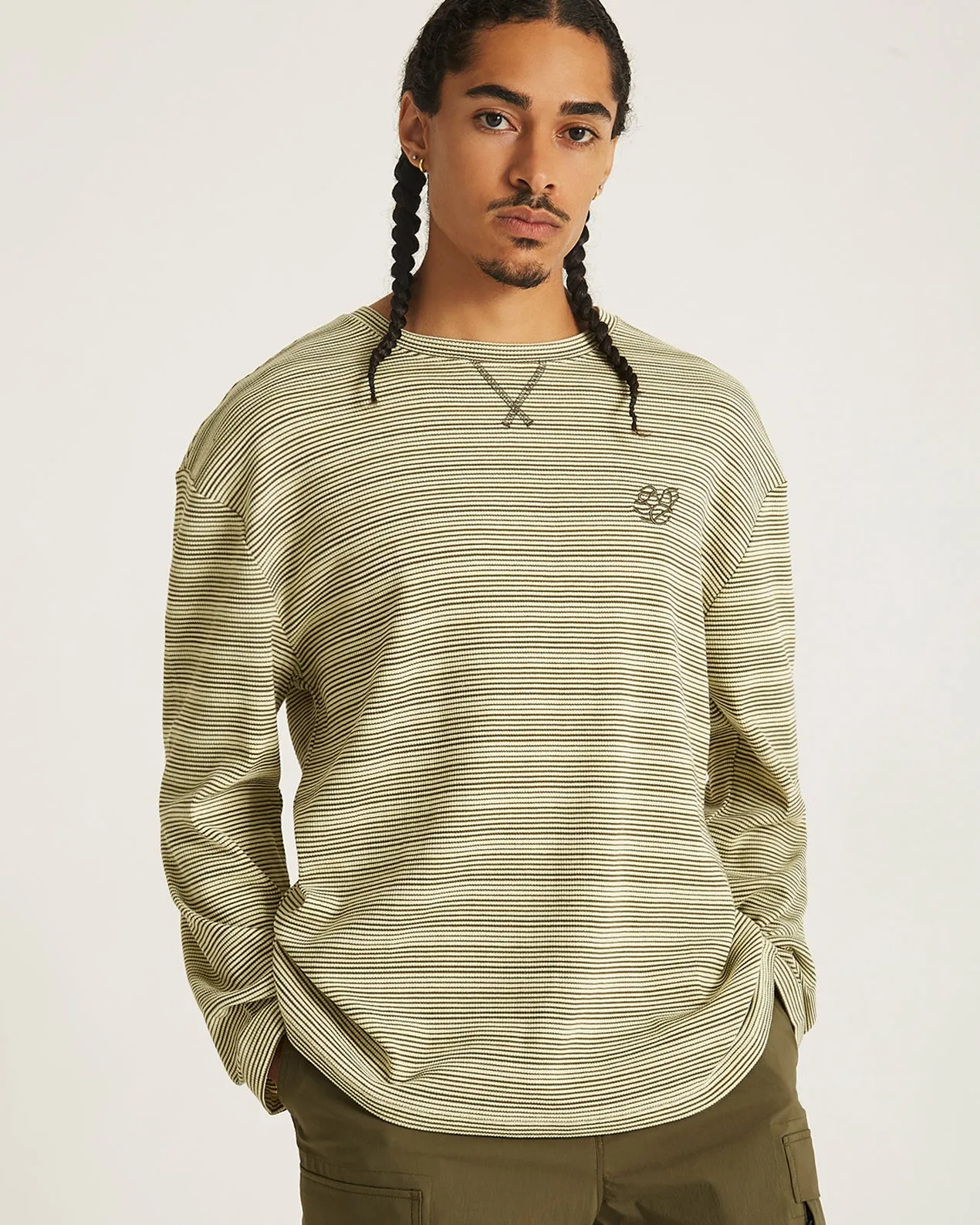 Striped Waffle Relaxed LS Tee sold by Saturdays New York City product image thumbnail 3