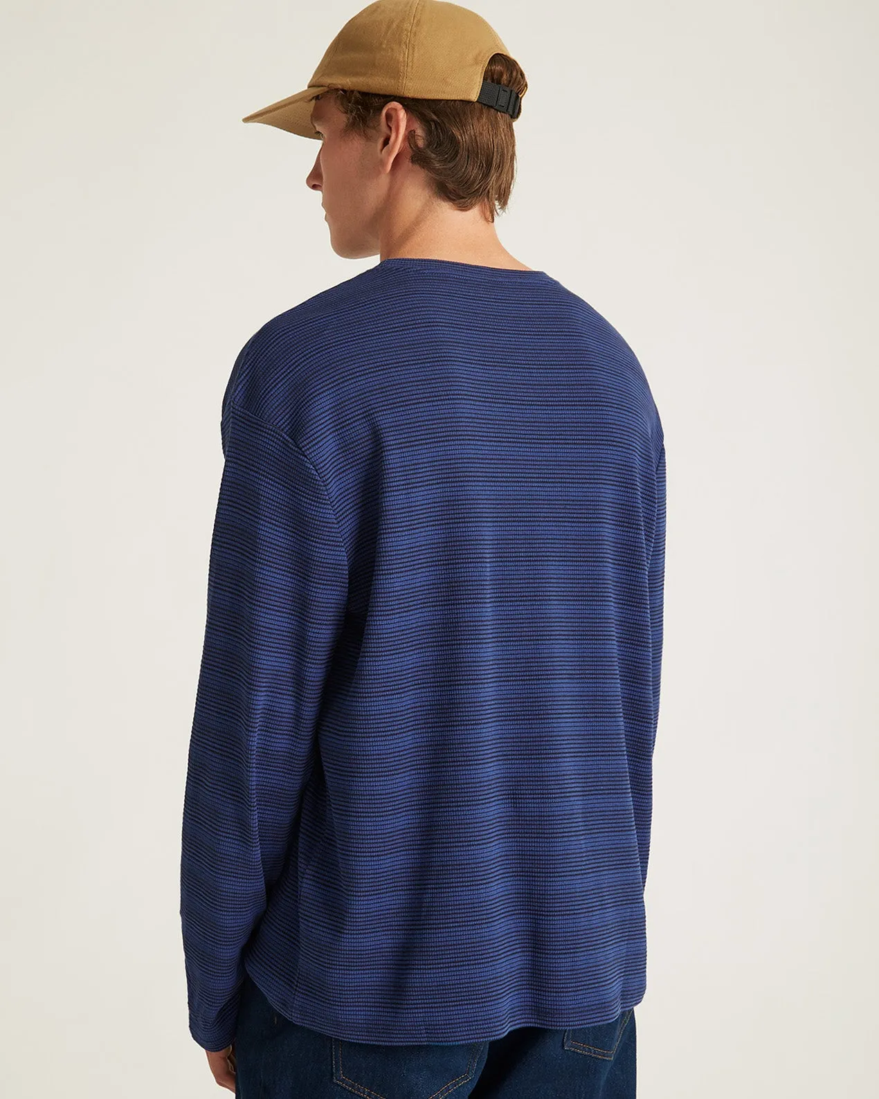 Striped Waffle Relaxed LS Tee sold by Saturdays New York City product image thumbnail 3