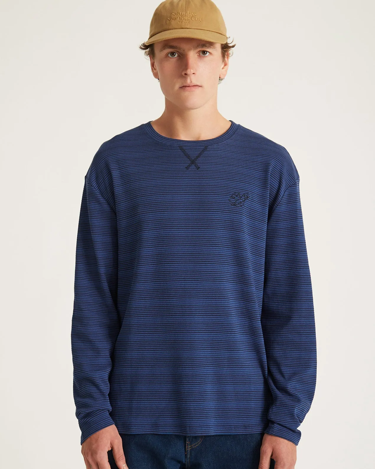 Striped Waffle Relaxed LS Tee sold by Saturdays New York City product image thumbnail 2