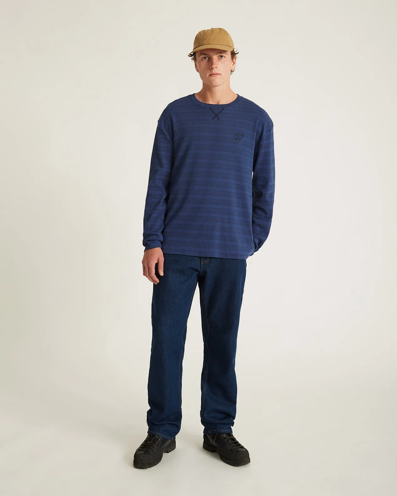 Striped Waffle Relaxed LS Tee sold by Saturdays New York City product image thumbnail 4