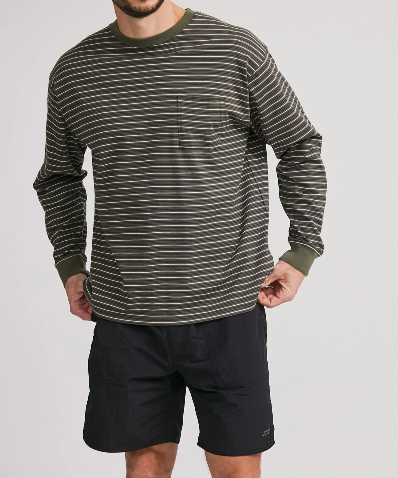 Multi Border Relaxed LS Tee sold by Saturdays New York City product image thumbnail 2