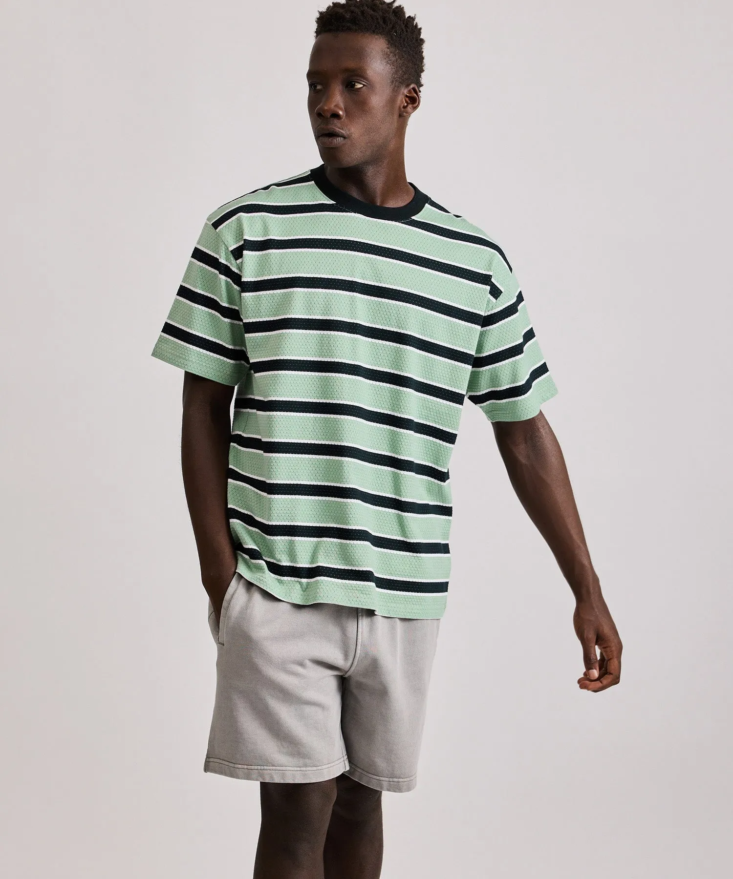 Mesh Stripe Relaxed SS Tee sold by Saturdays New York City product image thumbnail 2