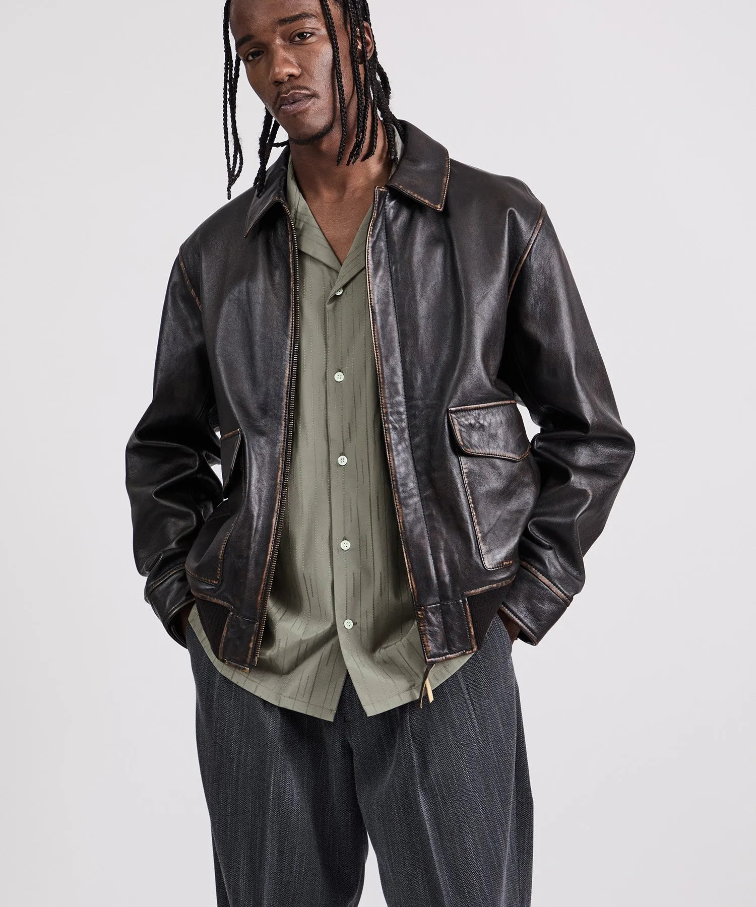 Tunstall Vintage Leather Jacket sold by Saturdays New York City product image thumbnail 2