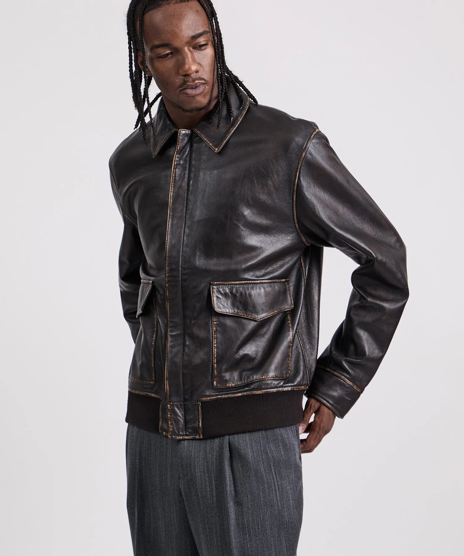 Tunstall Vintage Leather Jacket sold by Saturdays New York City product image thumbnail 3
