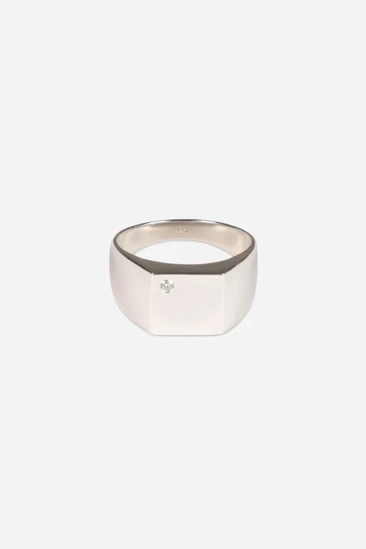 Diamond Signet Ring 925 Sterling Silver sold by Saturdays New York City