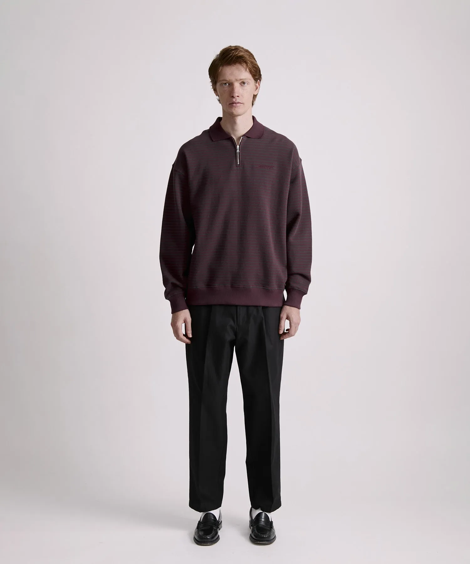 Ryo Stripe Half Zip Polo Sweatshirt sold by Saturdays New York City product image thumbnail 3