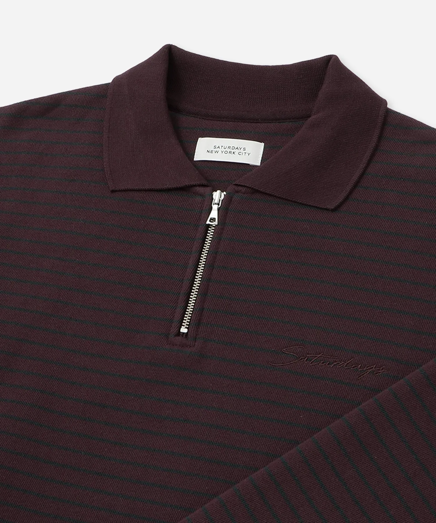 Ryo Stripe Half Zip Polo Sweatshirt sold by Saturdays New York City product image thumbnail 4