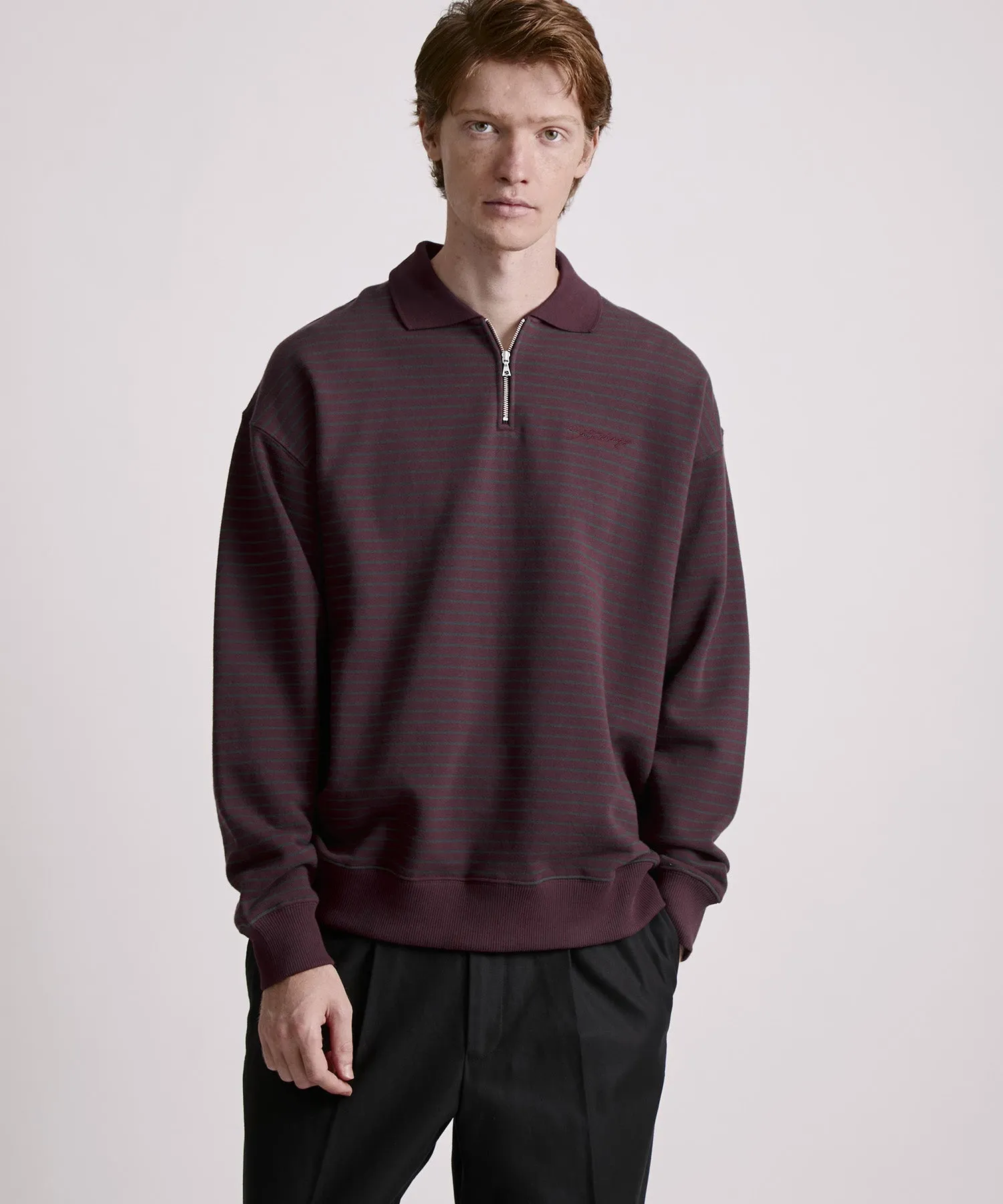Ryo Stripe Half Zip Polo Sweatshirt sold by Saturdays New York City product image thumbnail 2