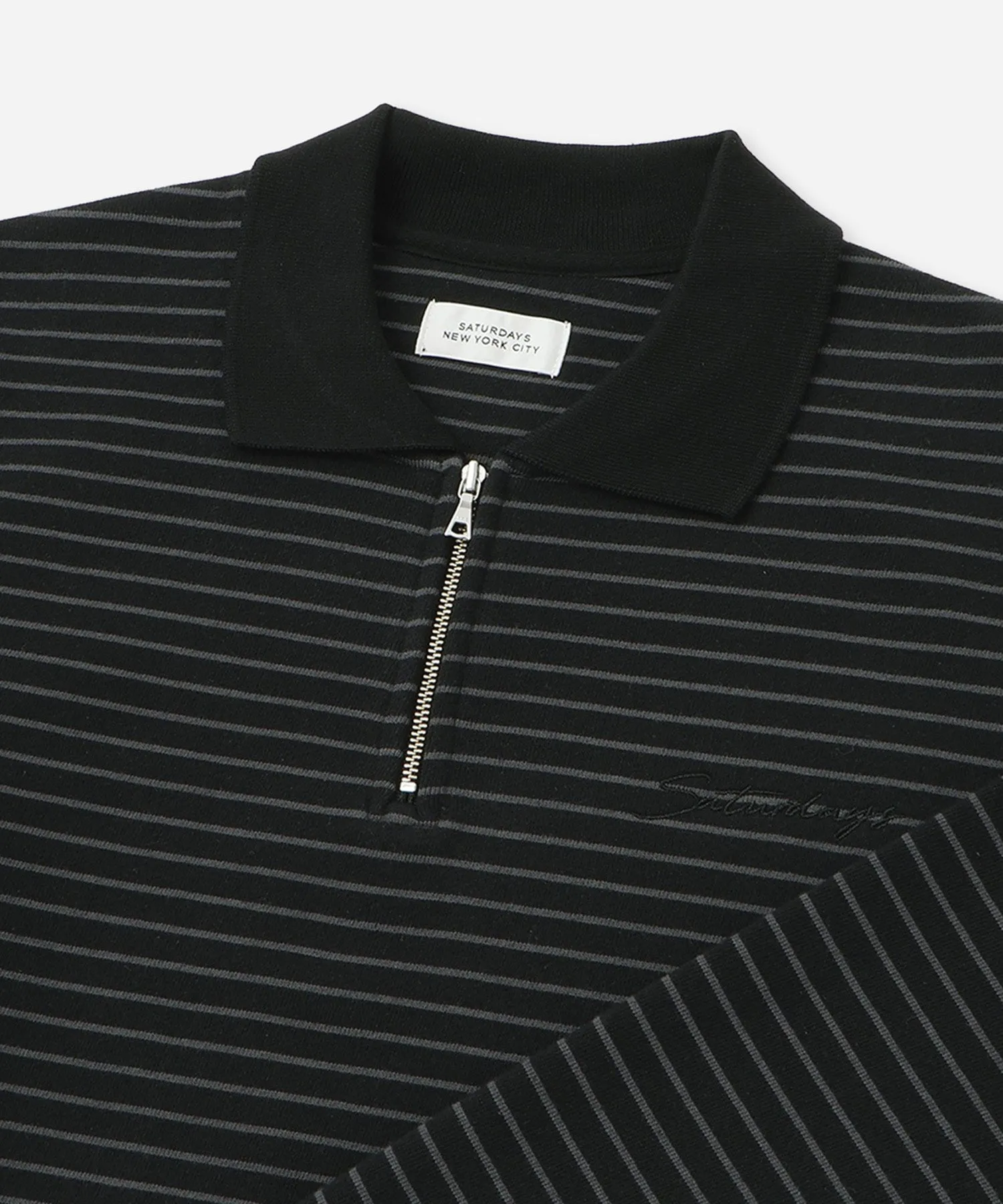 Ryo Stripe Half Zip Polo Sweatshirt sold by Saturdays New York City product image thumbnail 4