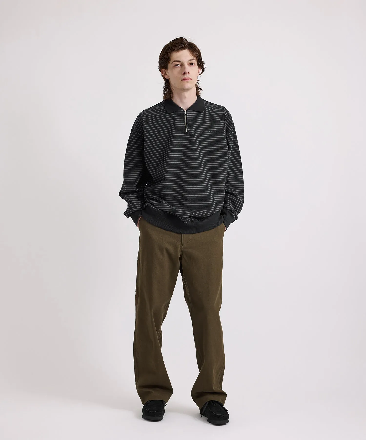 Ryo Stripe Half Zip Polo Sweatshirt sold by Saturdays New York City product image thumbnail 3