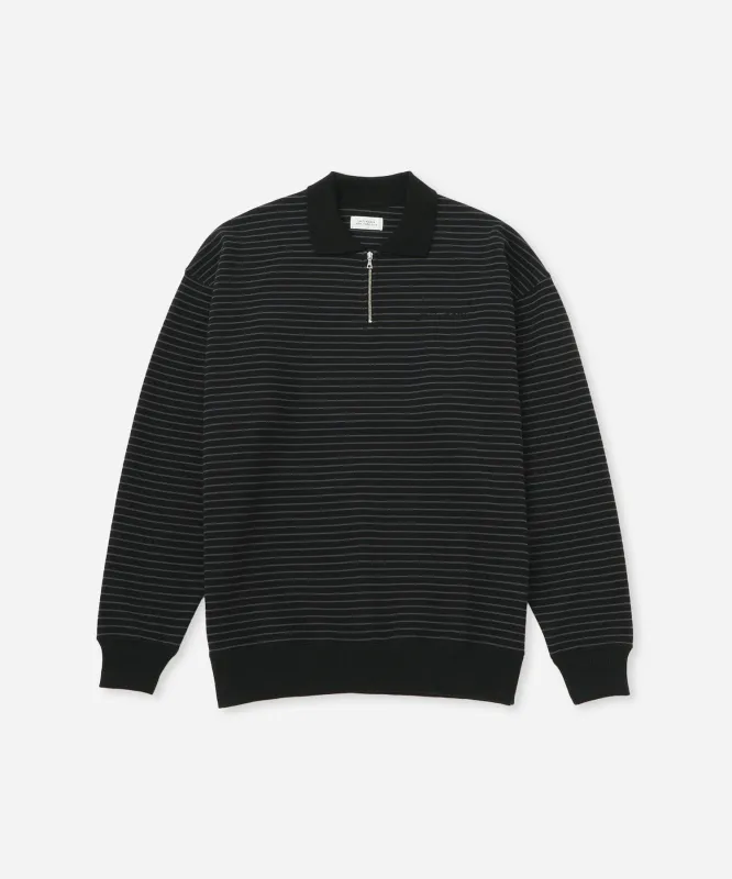 Ryo Stripe Half Zip Polo Sweatshirt sold by Saturdays New York City