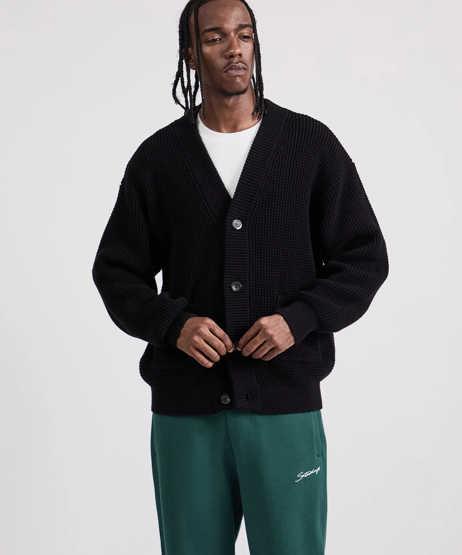 Michael Plaited Waffle Cardigan sold by Saturdays New York City product image thumbnail 2