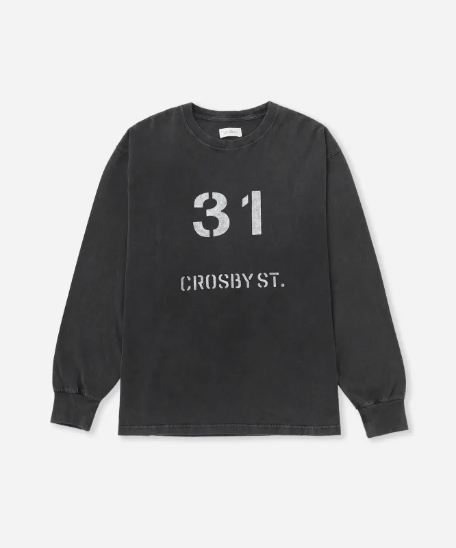 Crosby Stencil Print Relaxed Long Sleeve Tee sold by Saturdays New York City