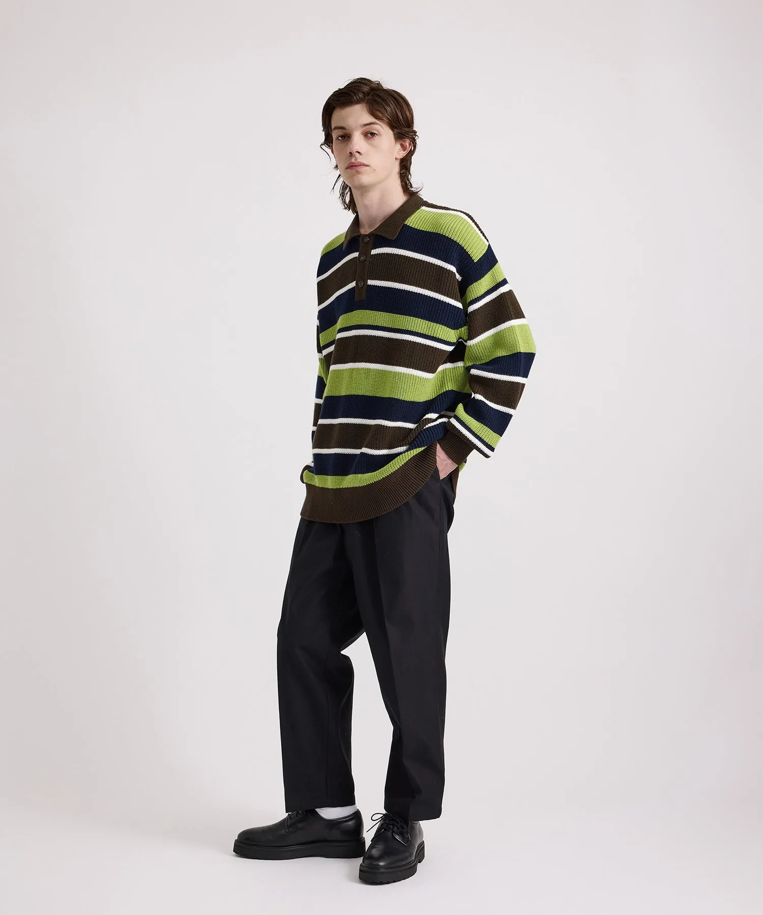 Beauchamp Multi Stripe Polo Sweater sold by Saturdays New York City product image thumbnail 3