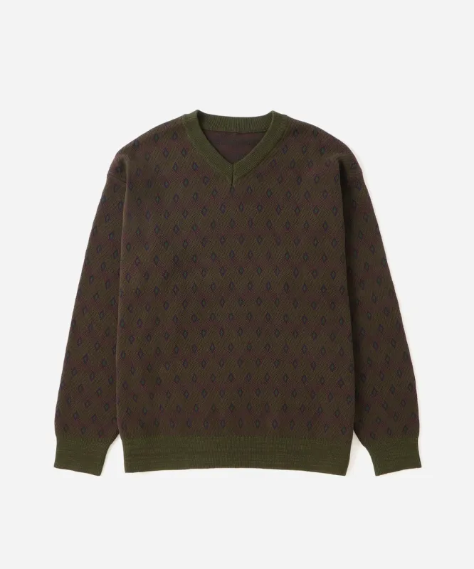 Charles Jacquard V-Neck Sweater sold by Saturdays New York City