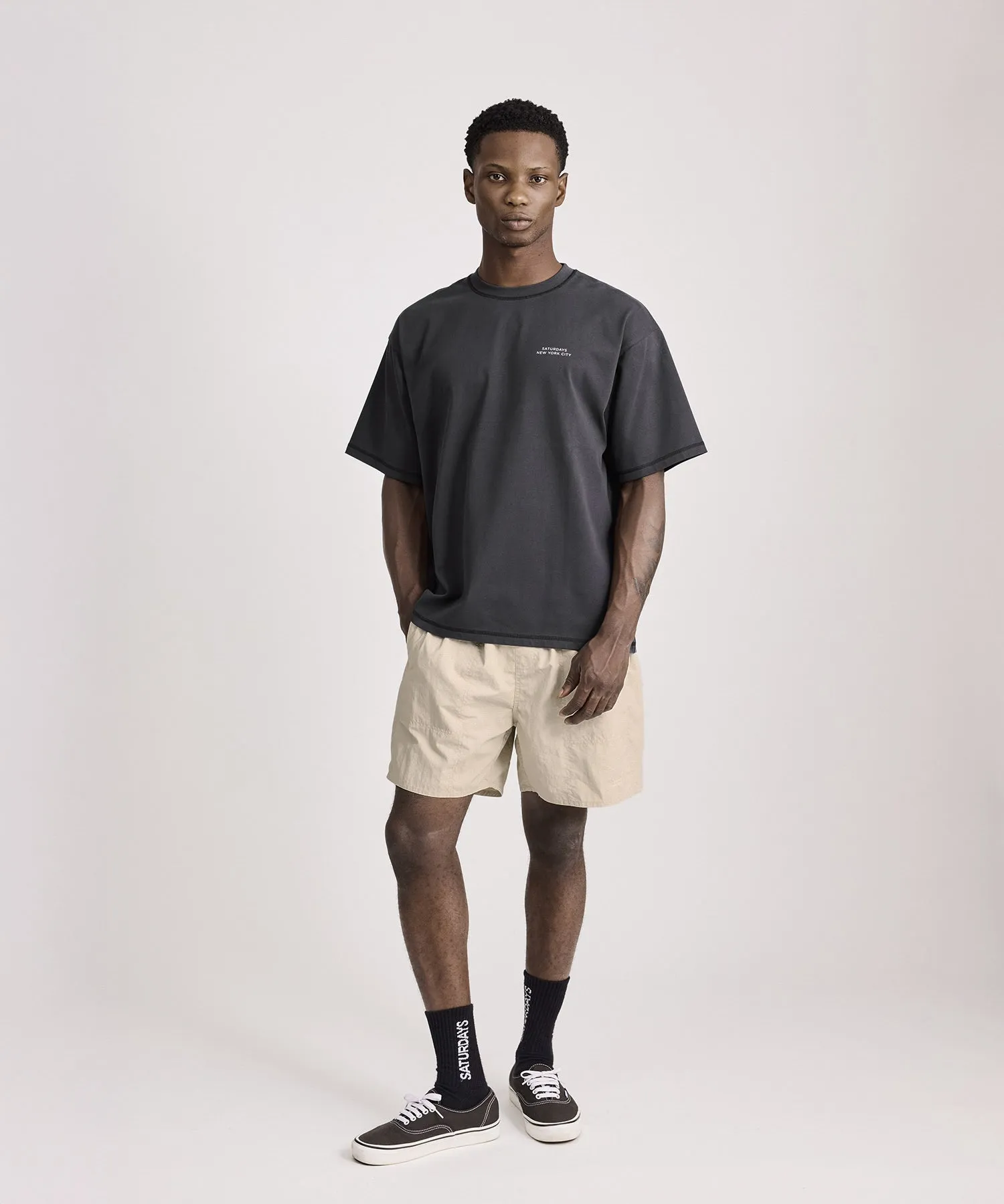 Contrast Stitch Relaxed Short Sleeve Tee sold by Saturdays New York City product image thumbnail 3