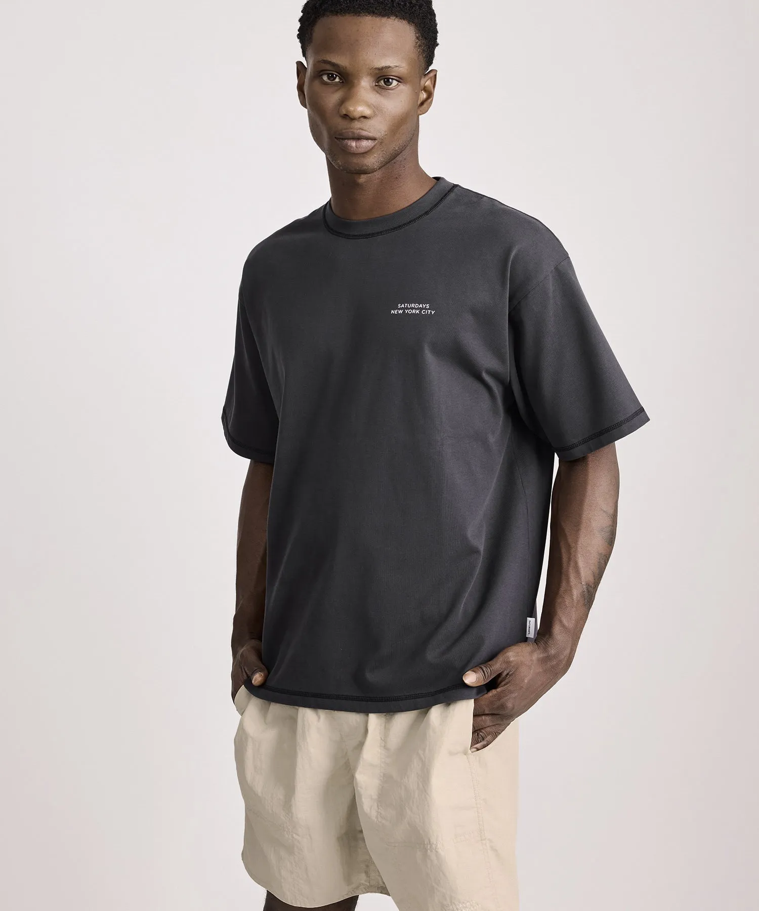 Contrast Stitch Relaxed Short Sleeve Tee sold by Saturdays New York City product image thumbnail 2