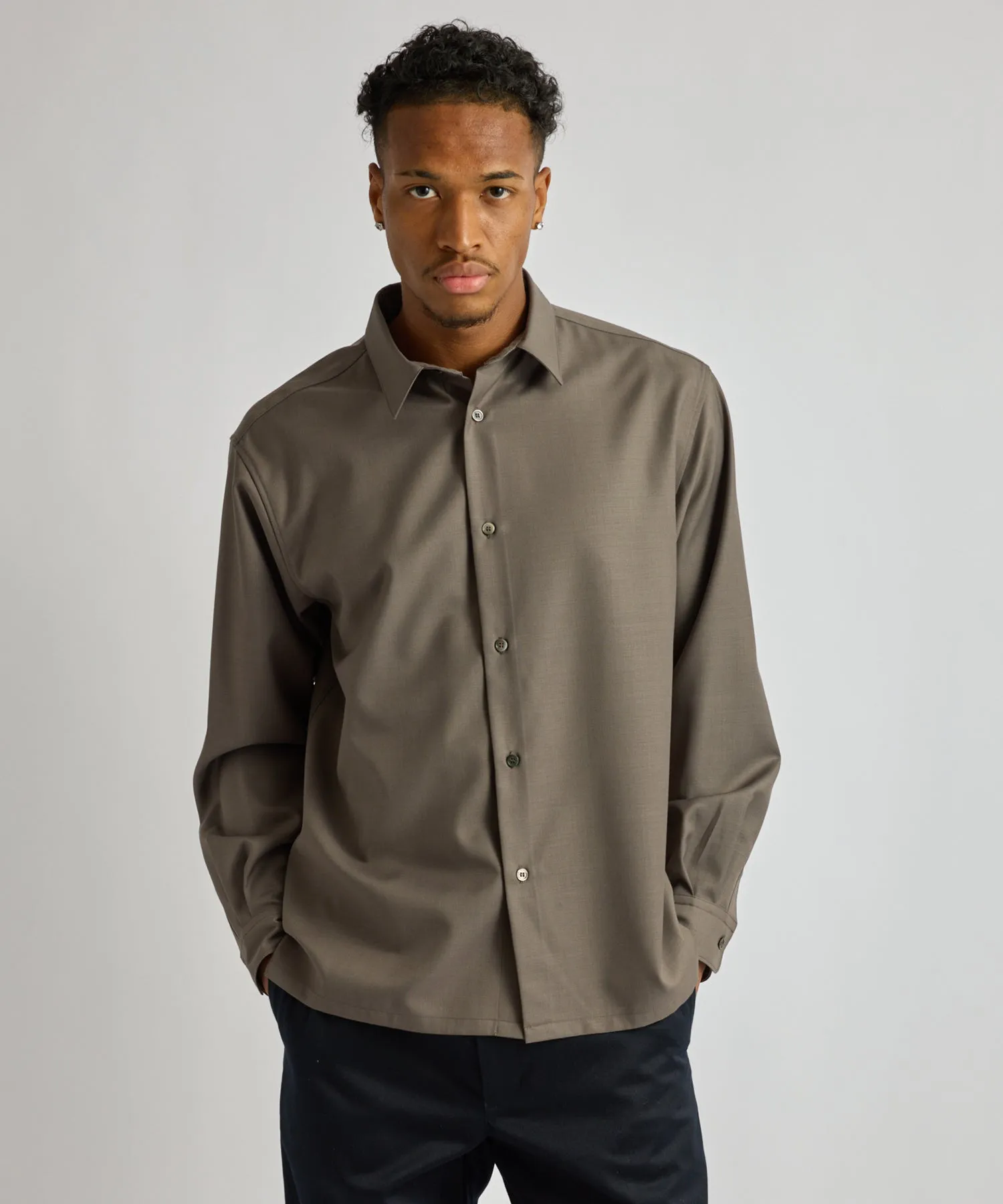 Kenmare Tropical Wool Long Sleeve Shirt sold by Saturdays New York City product image thumbnail 2
