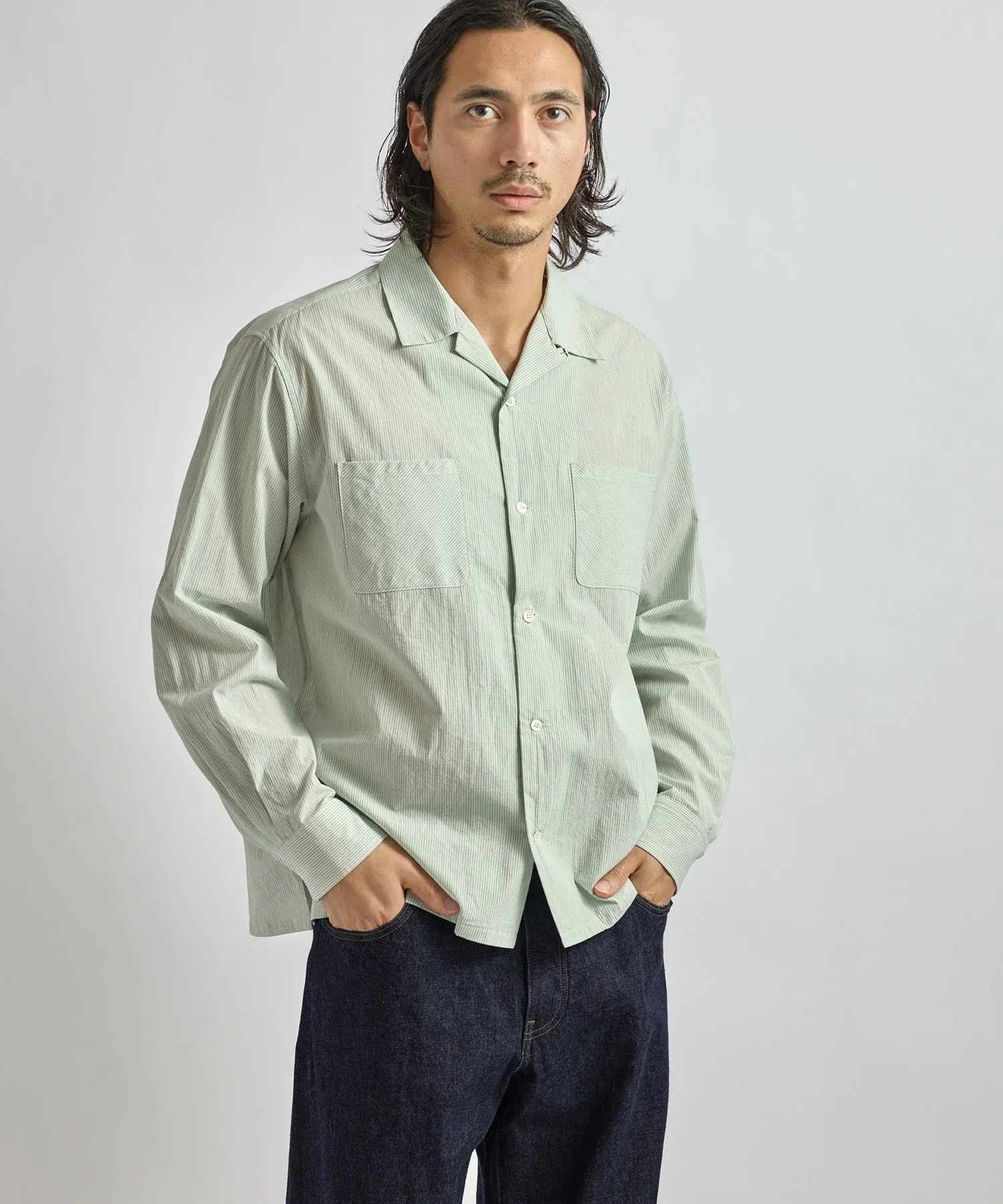 Marco Stripe Open Collar Shirt sold by Saturdays New York City product image thumbnail 2